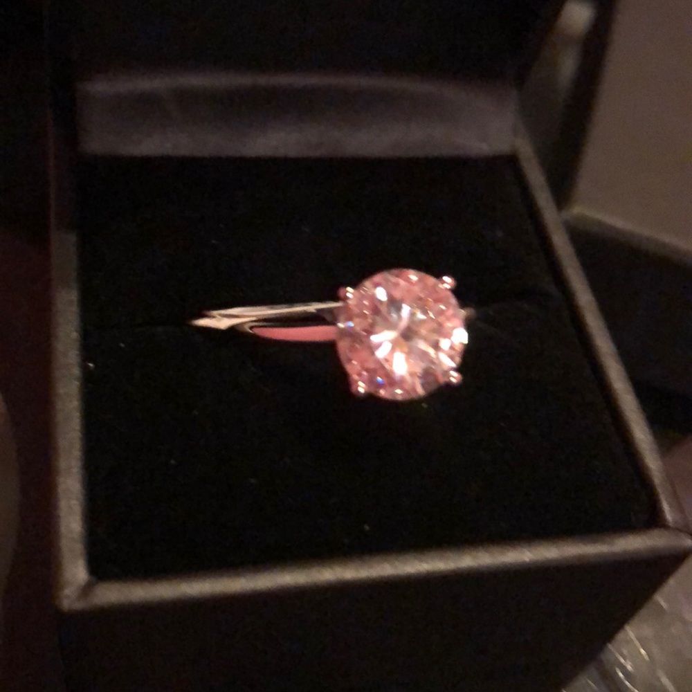 14k Solid White Gold Engagement Ring 4 carrot Sz 7